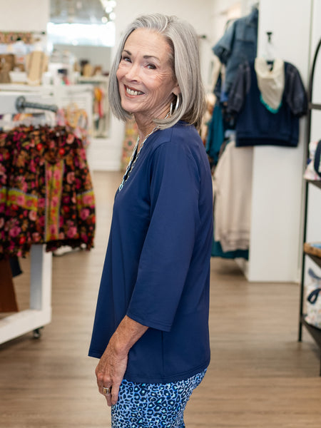 3/4 Sleeve V-Neck Navy by Lulu B