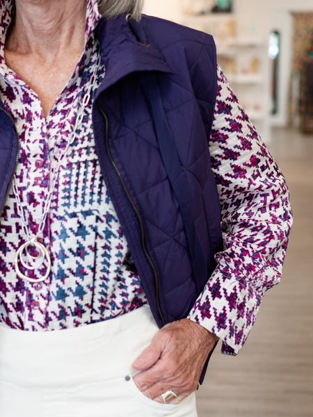 Drawstring Collar Vest Eggplant by Multiples