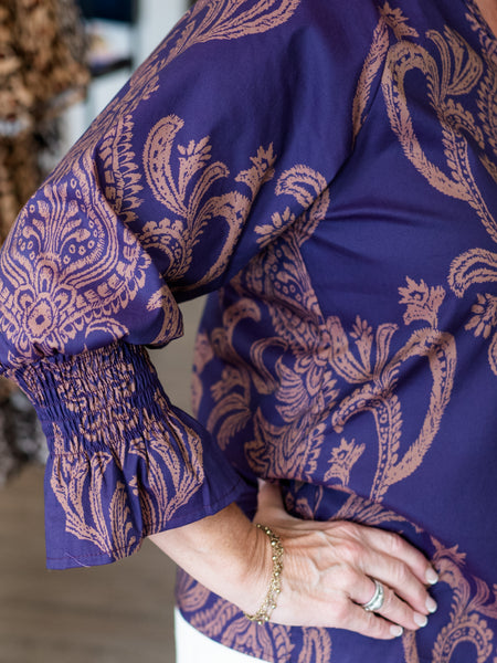 Purple Print Top by Boho Chic