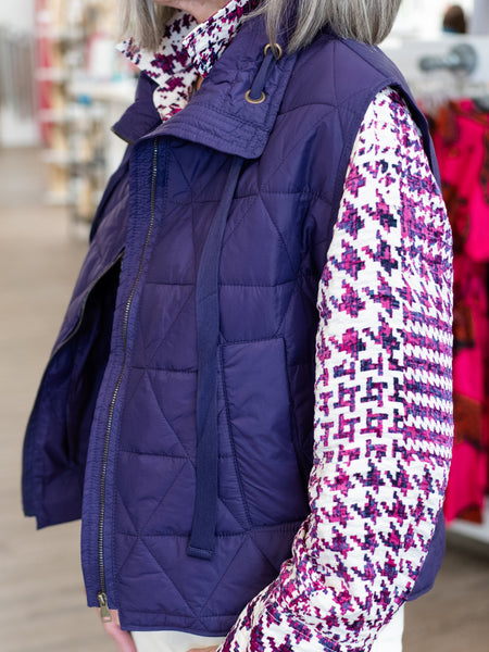 Drawstring Collar Vest Eggplant by Multiples