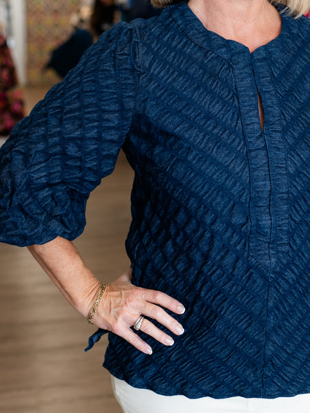Textured Navy Top by Boho Chic
