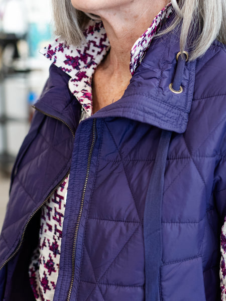 Drawstring Collar Vest Eggplant by Multiples