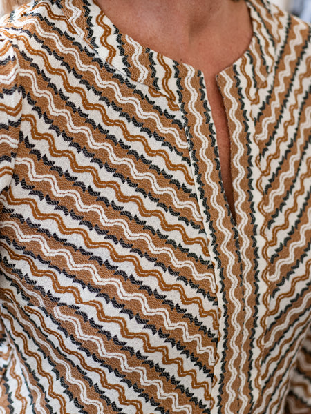 Printed Bubble Sleeve Top by Boho Chic