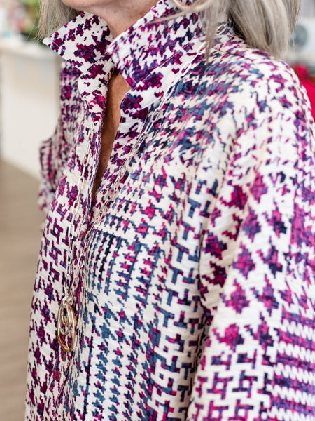 Woven Turn Up Cuff Y-Neck Shirt by Multiples