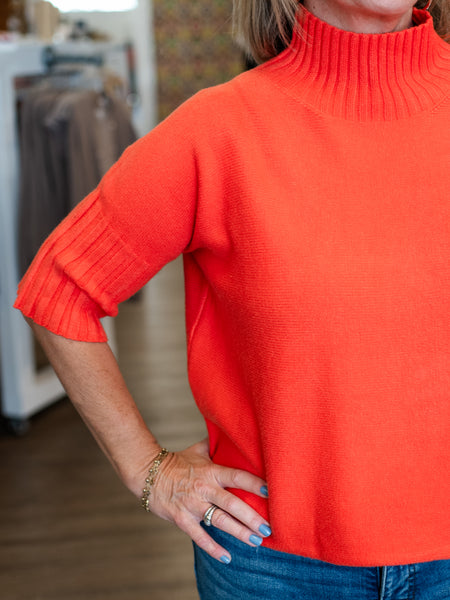 S/S Mock Neck Sweater Orange by Rain & Rose