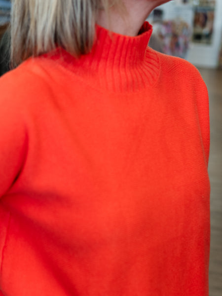 S/S Mock Neck Sweater Orange by Rain & Rose