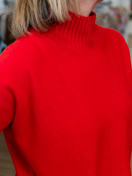 S/S Mock Neck Sweater Red by Rain & Rose