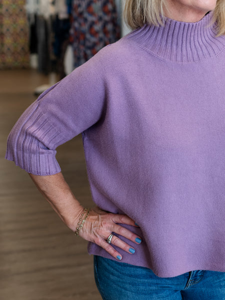 S/S Mock Neck Sweater Lavender by Rain & Rose