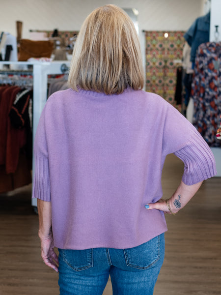 S/S Mock Neck Sweater Lavender by Rain & Rose