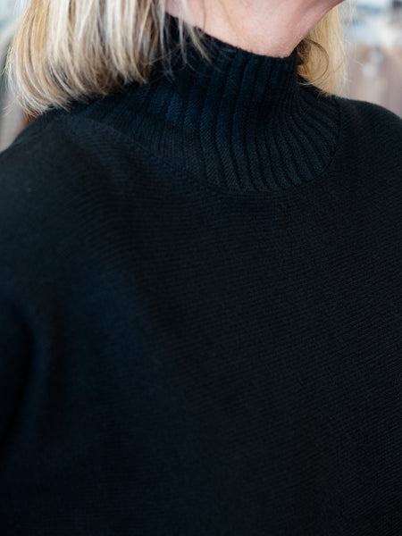 S/S Mock Neck Sweater Black by Rain & Rose