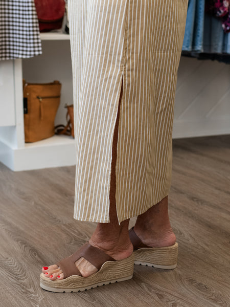 Blakely Midi Dress Golden Ten Stripe by Adrienne