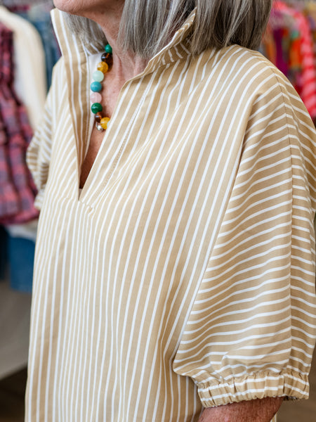 Blakely Midi Dress Golden Ten Stripe by Adrienne