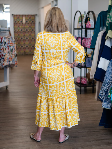 Sunshine Medallion Midi Dress Yellow by Boho Chic