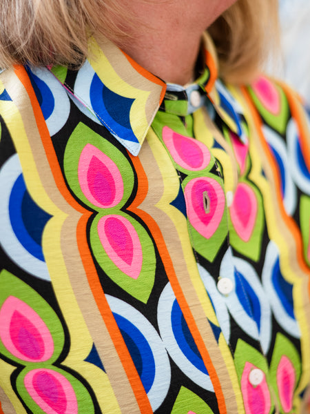 Mod Geo Belted Shirt Dress by Boho Chic