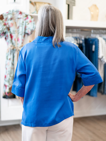 Collared Popover Blouse Royal by Toofan