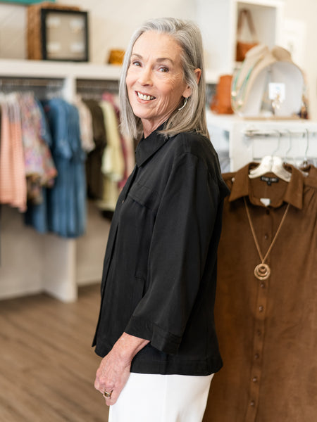 Essential Button-Front Blouse Black by Toofan