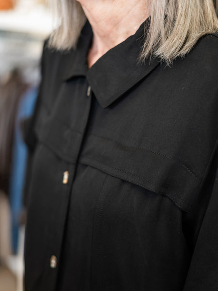 Essential Button-Front Blouse Black by Toofan