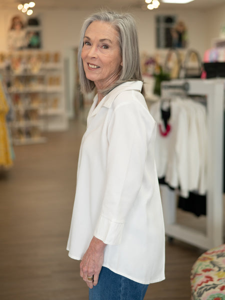 Essential Collared Popover Blouse White by Toofan