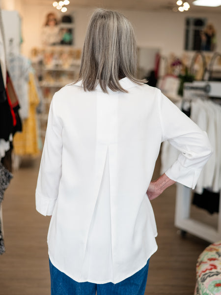 Essential Collared Popover Blouse White by Toofan