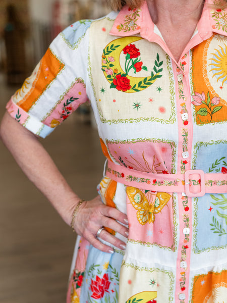 Floral Patchwork Midi Shirt Dress by John Mark