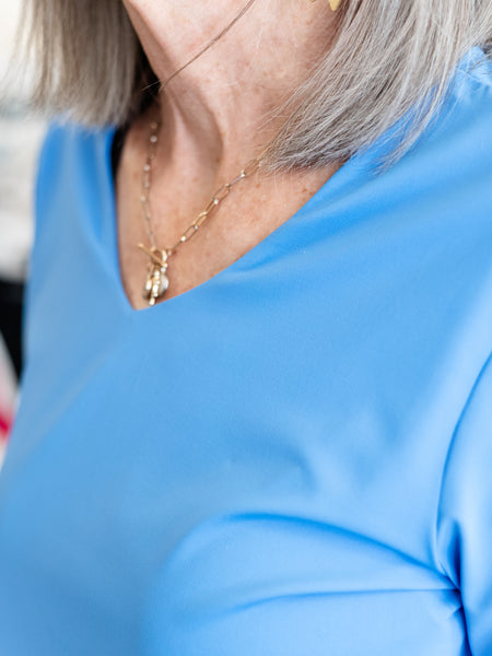 Essential V-Neck Knit Top French Blue by Multiples