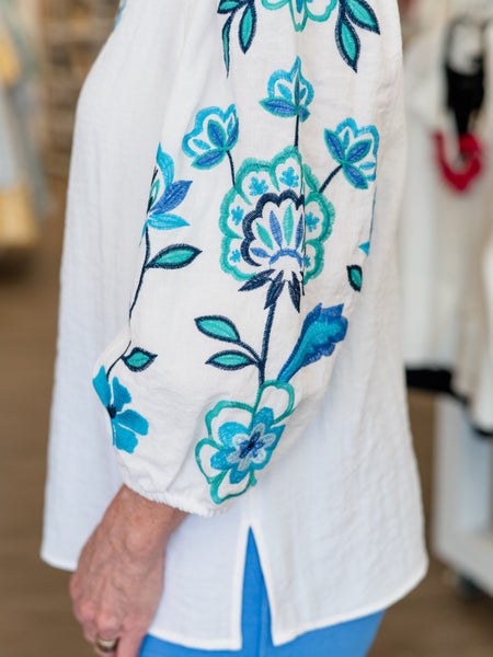 Puff Sleeve Embroidered Top by Multiples