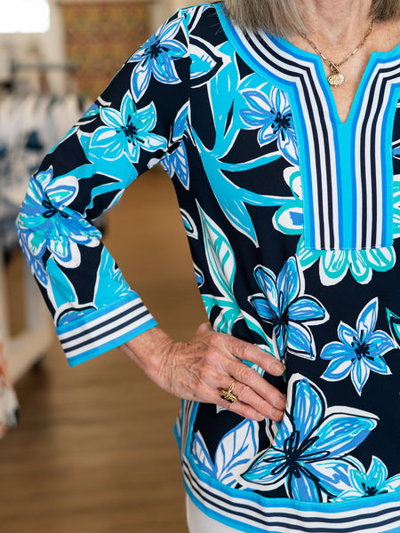 Floral Border Print Knit Top by Multiples