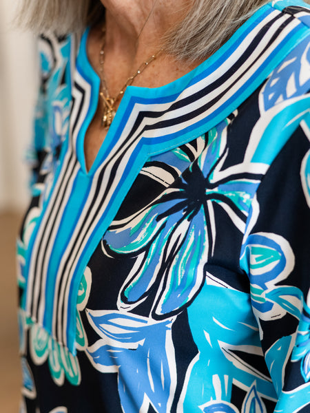 Floral Border Print Knit Top by Multiples