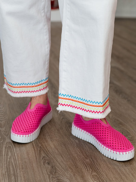 Embroidered Hem Wide-Leg Crop Pant by John Mark