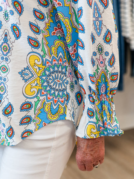 Paisley Medallion Bell-Sleeve Blouse by Boho Chic