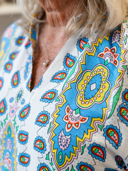 Paisley Medallion Bell-Sleeve Blouse by Boho Chic