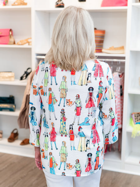 Woven Pop-over Fun Print Blouse by Ali Miles