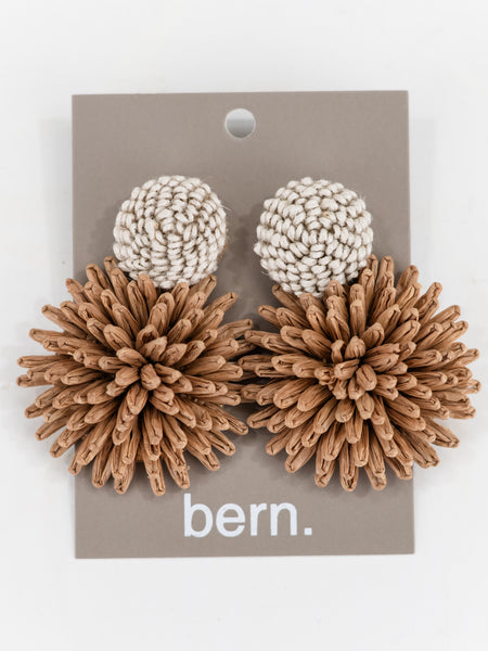 Woven Raffia Flower Drop Earrings by Two Forty Two