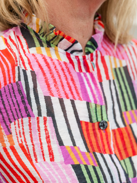 Multicolor Patchwork Print Shirt by Trisha Tyler