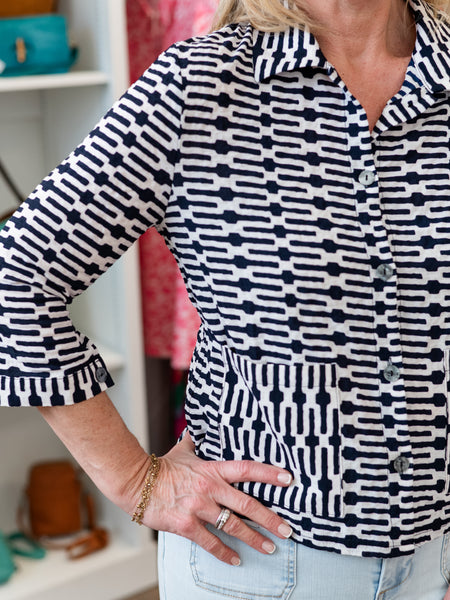 Patterned Button-Front Shirt by Trisha Tyler
