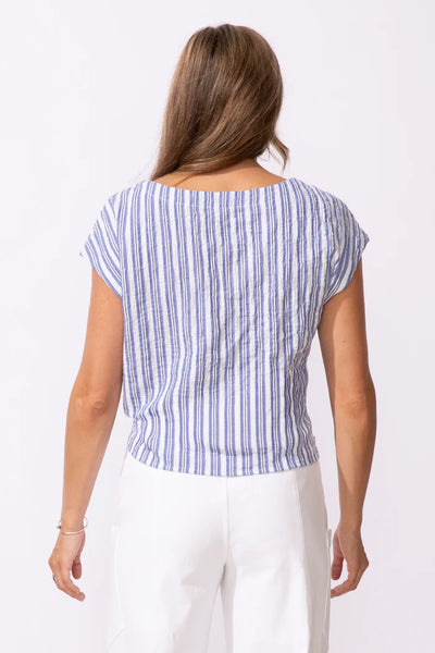 Seaport Stripe Tie Front Top by Escape
