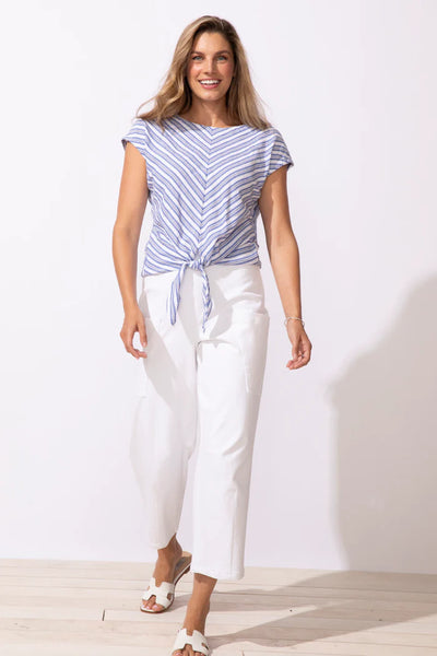 Seaport Stripe Tie Front Top by Escape