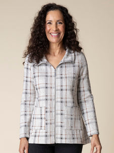 Windowpane Plaid Knit Swing Jacket by Habitat