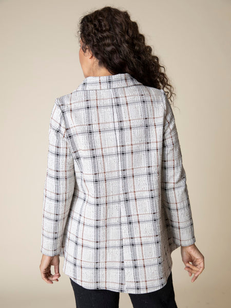 Windowpane Plaid Knit Swing Jacket by Habitat