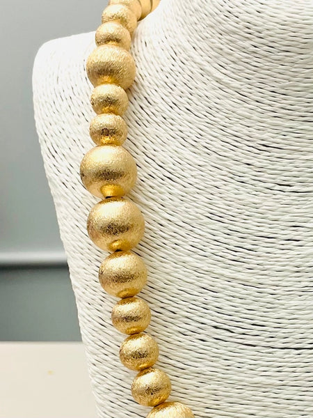 Brushed Big Ball Long Necklace Gold by Two Forty Two