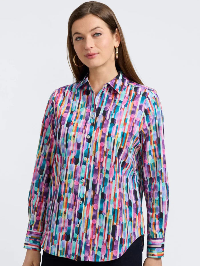 Margie Multicolol Prism L/S Shirt by Foxcroft