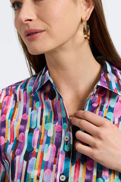 Margie Multicolol Prism L/S Shirt by Foxcroft