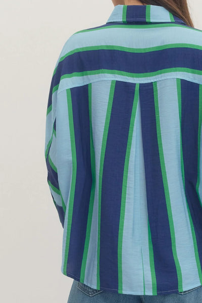 Oversized Striped Top Navy by Entro