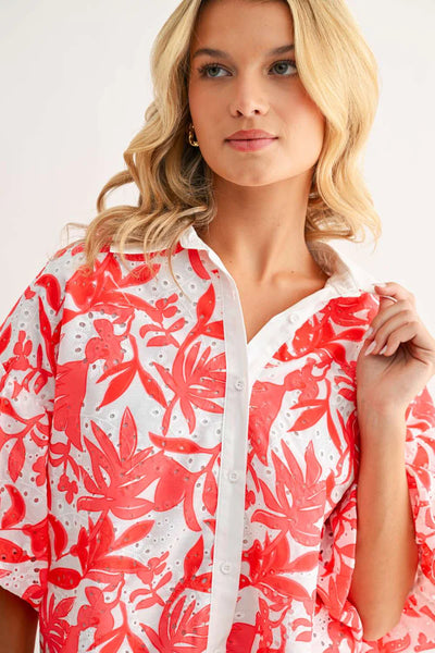 Jinny Top Coral/White by Joh Apparel
