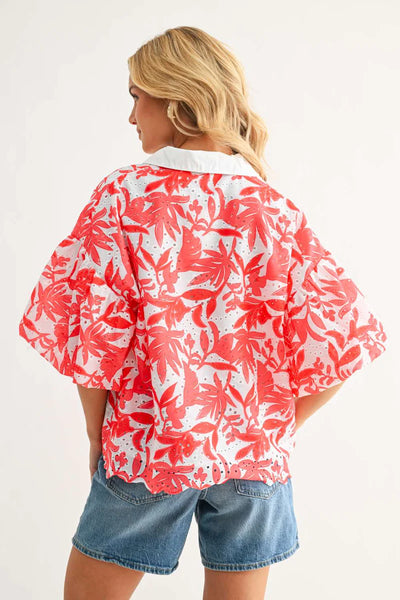 Jinny Top Coral/White by Joh Apparel