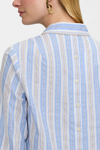 Therese Multi Seersucker 3/4 Sleeve Popover Shirt by Foxcroft