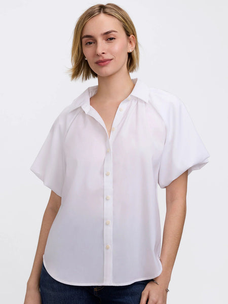 Paula Solid Puff Sleeve Shirt by Foxcroft