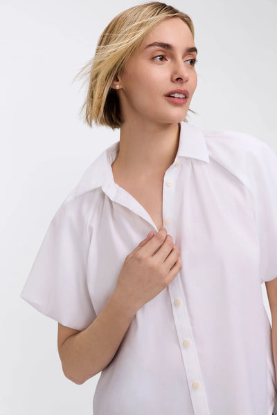Paula Solid Puff Sleeve Shirt by Foxcroft