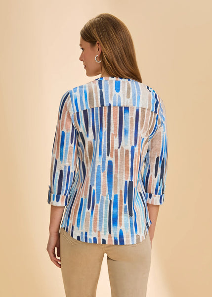 Zippy Print Henley Top Neutral by FDJ
