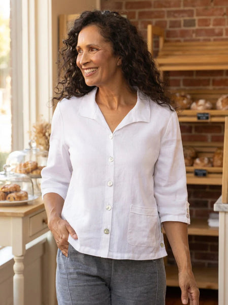 Linen Solid Camp Shirt White by Habitat